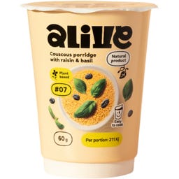 Couscous-Porridge mit Rosinen & Basilikum